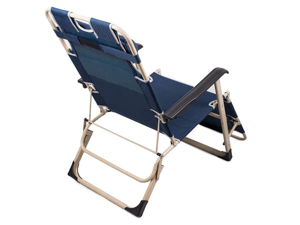 Foldbar solstol/campingstol 2-i-1 blå max 140 kg med nakkepude