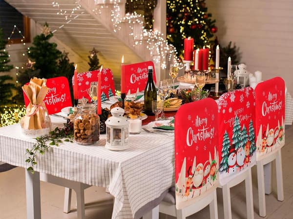 Julstolsöverdrag polyester 58x48 cm 1-pack mönster slumpmässigt