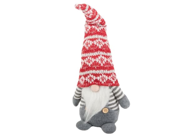 Juldekoration tomte grå 38 cm med formbar luva
