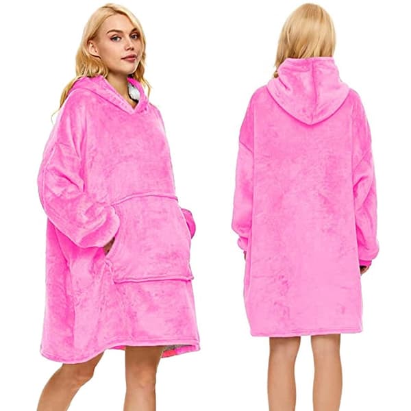 Vilttihuppari huppulla ja taskulla one size, rosa