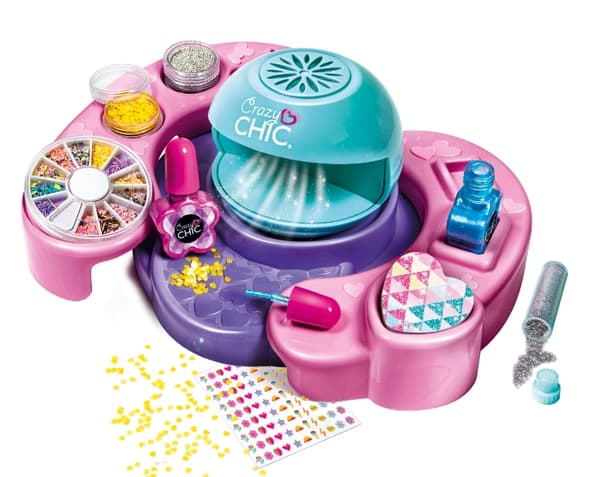 Nagelstudio set för barn 6+ med nageltork, 3 nagellack, glitter & stickers
