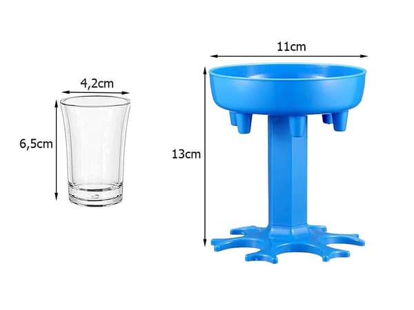 Dryckesdispenser med 6 shotglas 50 ml och hopfällbart stativ plast