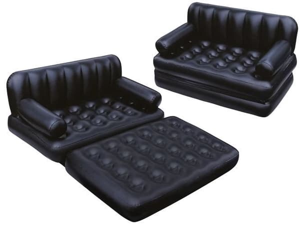 Uppblåsbar fällbar bäddsoffa 2-sits PVC 188x152x64 cm