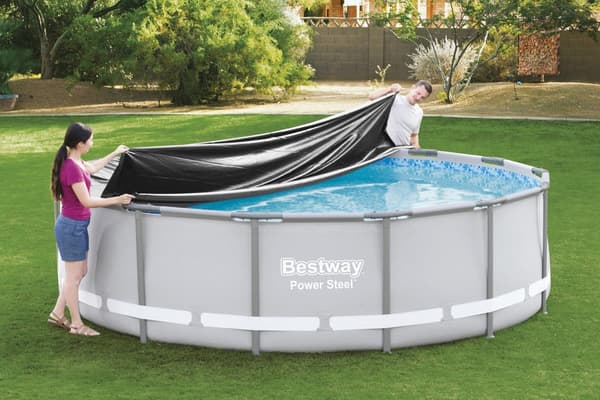 Poolöverdrag 427 cm för ram-pool med snöre och dräneringshål