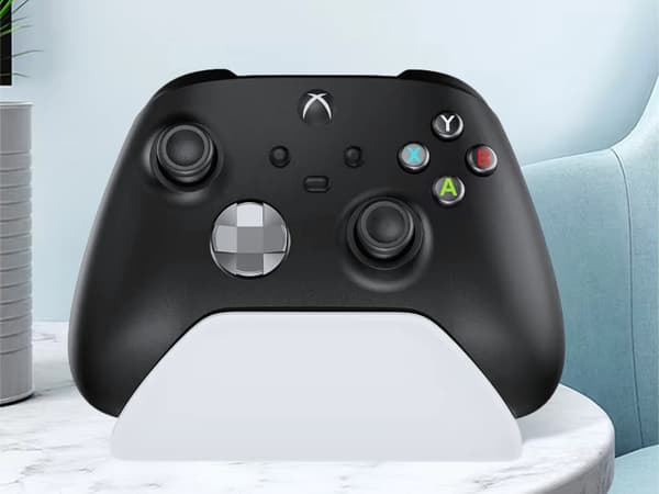 Controllerstander til Xbox med opbevaringsrum hvid marmor inkl. USB-kabel