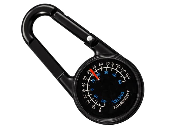 Karbinhakekompass med analog termometer -20 till 50°C svart