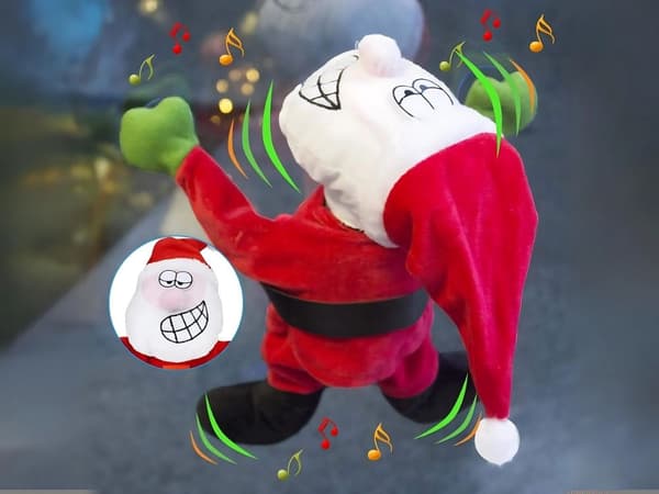 Dansande och sjungande jultomte med sugkoppar 30 cm