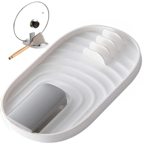 Bestickställ och lockställ plast vit för 4 skedar 18 cm