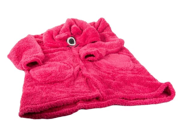 Sweatshirt-tæppe oversize med hætte og knapper 100% bomuld mørkrosa