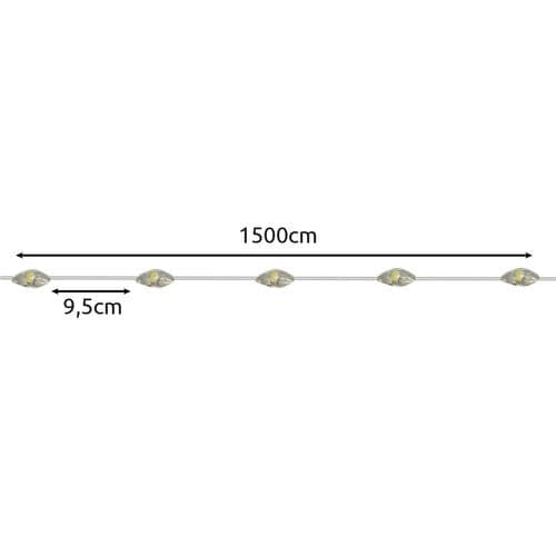 Solcellsdriven LED-ljusslinga 15 m 150 lampor varmvit IP44