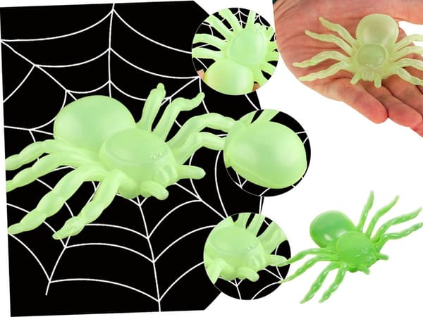 Halloween spindlar självlysande 11x7 cm 2-pack plast grön