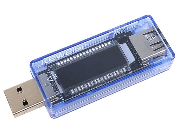 USB-voltmeter/amperemeter USB 3.0 med LCD-display blå