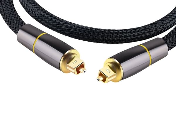Optisk Toslink ljudkabel 2 m flätad nylon guldpläterade kontakter