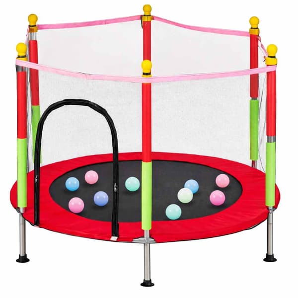 Trampolin 140 cm med skyddsnät, låg höjd 30 cm, max 150 kg