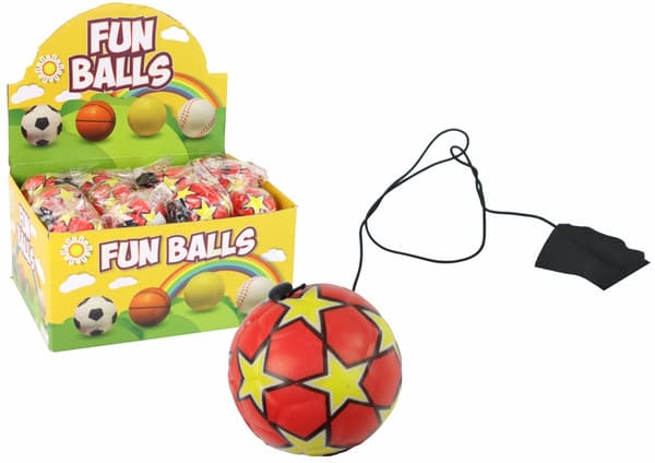 PU-fodbold med elastisk jojo-bånd og velcro 6 cm, 24-pack