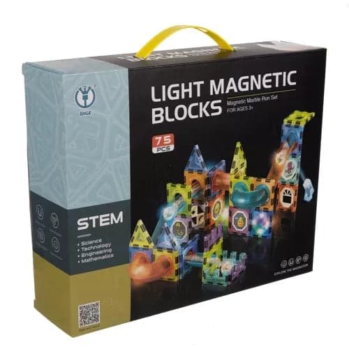 Magnetiska byggblock 77 delar med lysande bollar och paneler