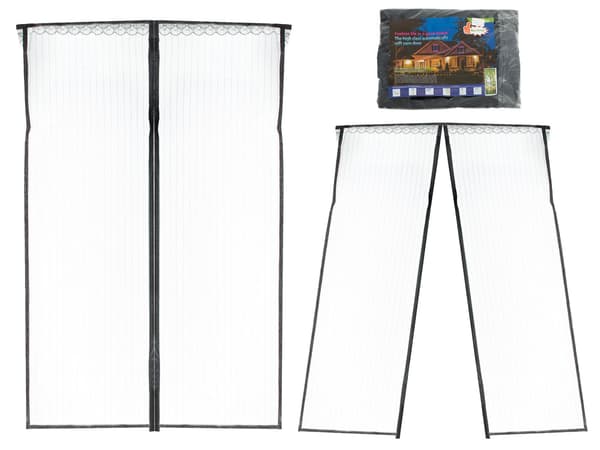 Magnetisk insektnet til dør 110x220 cm sort polyester med stifter Black