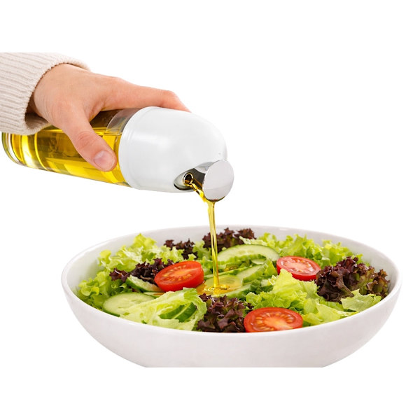 Oljedispenser i glas 510 ml med gravitationslock vit
