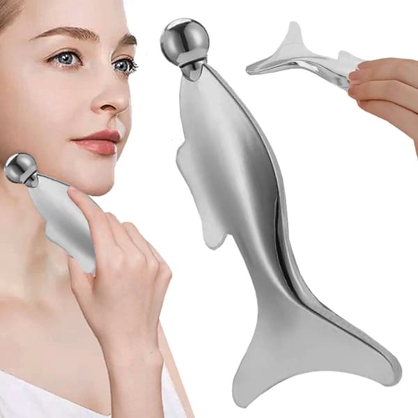 Ansigtsmassager gua sha i rustfrit stål med kugle 13 cm