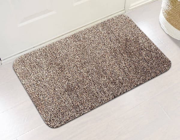 Dørmåtte 70 x 46 cm mikrofiber/bomuld brun skridsikker PVC-bagside
