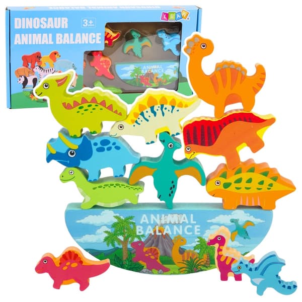 Balancespil med dinosaurieklodser 12 dele (11 klodser + balancebase)