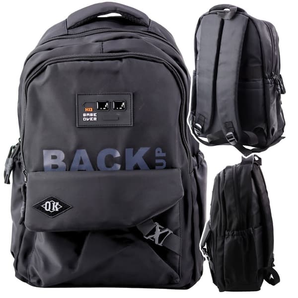 Rygsæk 23L sort 46x33x15 cm med 2 rum og 6 lommer