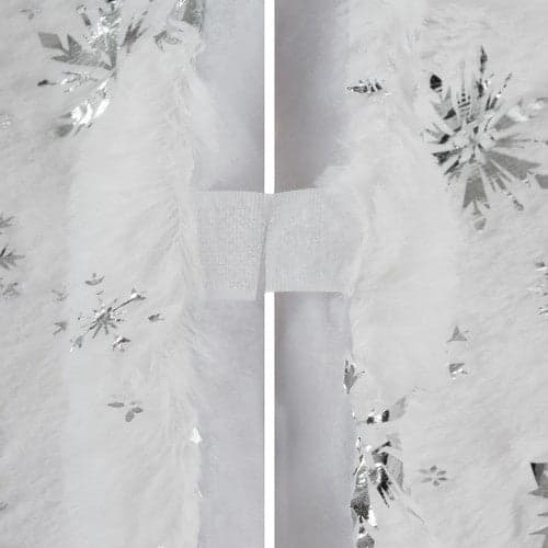 Julgransmatta 120 cm vit/silver polyester med stjärnor & snöflingor