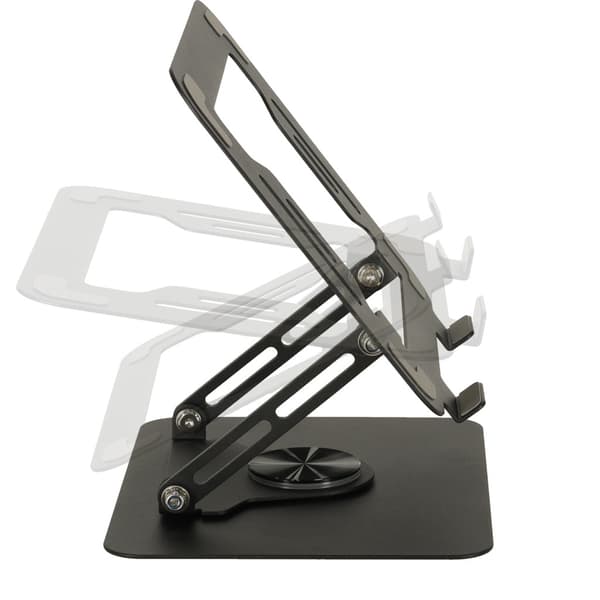 Justerbart laptopstativ i metal 360° roterbart sort 26x22,5 cm