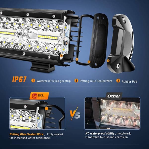 LED arbejdslygte 420W 12–24V 140 LED IP68 sort 51,5 cm