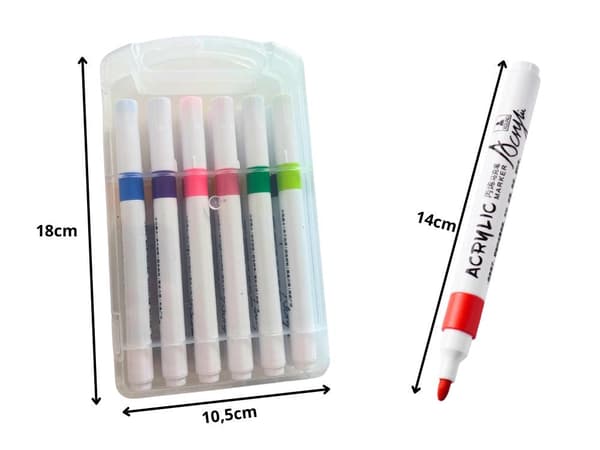 Akrylpennor 12-pack 4 mm spets för glas/trä/sten/plast/metall