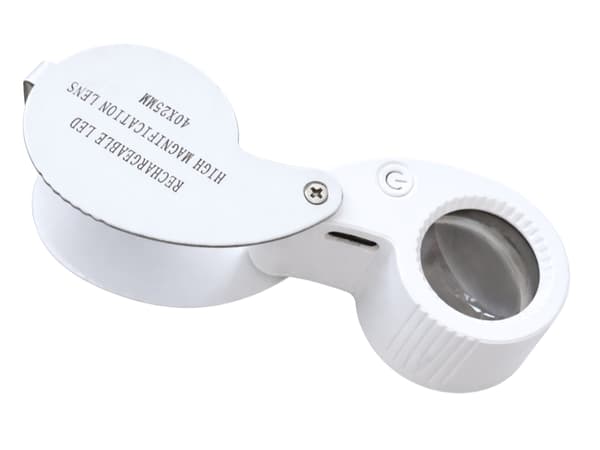 Lup 40x 25 mm med 9 LED USB-C genopladelig foldbar