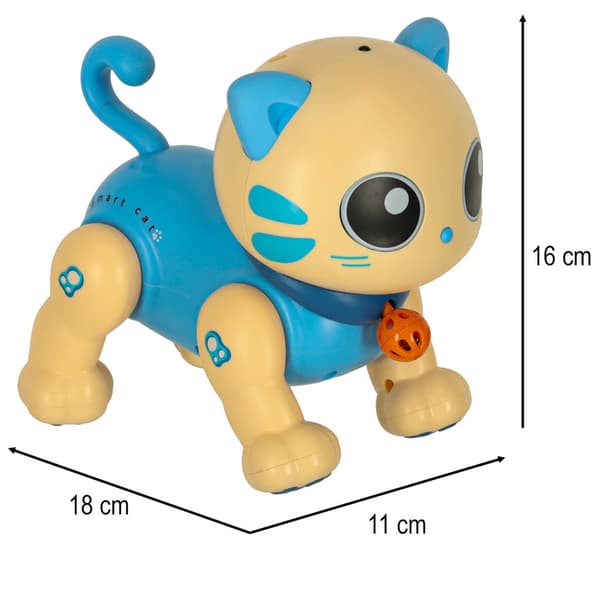 Fjärrstyrd robotkatt RC med tricks 18 cm blå, 3+