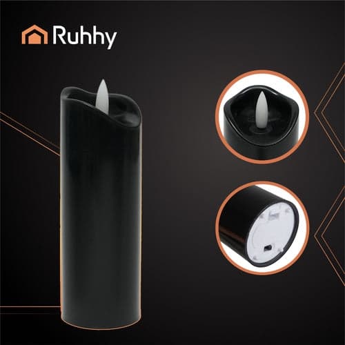 LED-ljus 12-pack svarta 15 cm fladdrande låga varmvit batteri AA
