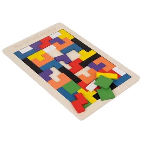 Puupalapeli logiikkapeli 40 osaa alustalla 27x18 cm monivärinen