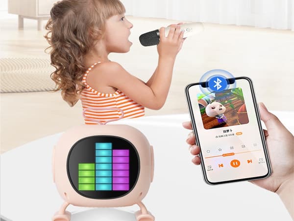 Bluetooth-karaokakaiutin mikrofonilla LED, USB, akku, sekoitetut värit
