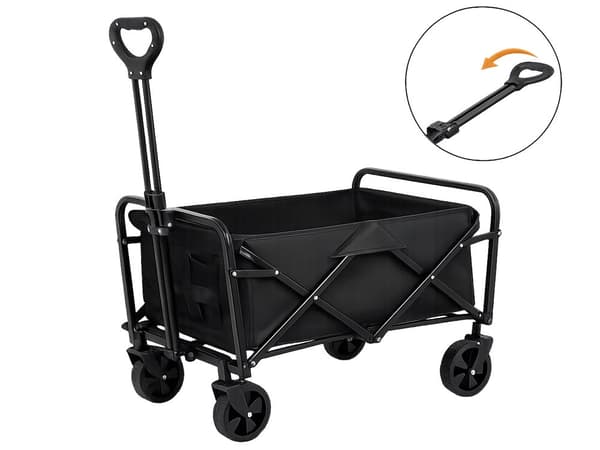 Sammenklappelig transportvogn 80L 60kg med store hjul sort