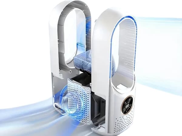 Bladfri ventilator med luftfugter USB 100 ml 6 hastigheder 30 cm