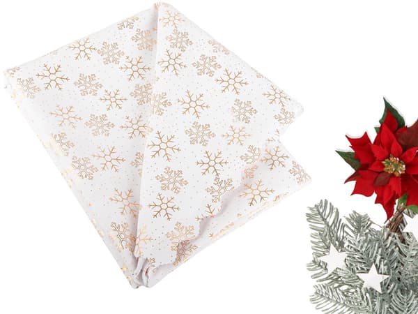 Julduk polyester vit med stjärnor/snöflingor 140 x 220 cm