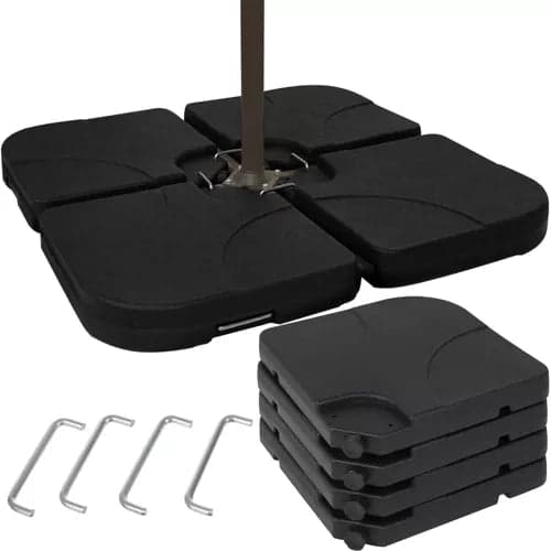 Parasolbase 60L 4-delt fyldbar med sand/vand/cement sort