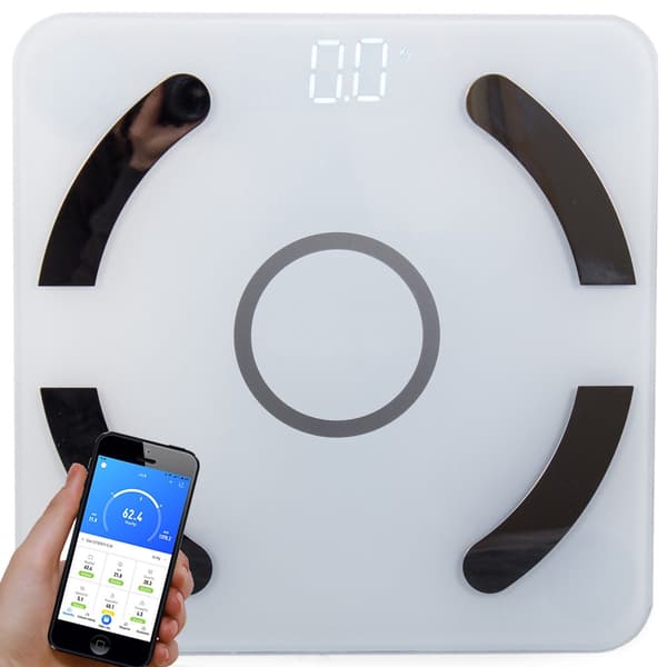Digitaalinen kylpyhuonevaaka Bluetooth 180 kg kehon mittaukseen, valkoinen, Android/iOS