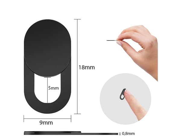 Kameransuoja liukukannella musta 3 kpl 18x9x0,8 mm