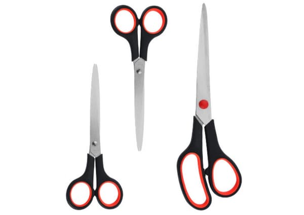 Toimistosakset setti 3-pack 20/14/12,5 cm ruostumatonta terästä ergonomiset