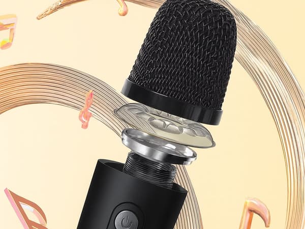 Bluetooth-karaokakaiutin mikrofonilla LED, USB, akku, sekoitetut värit