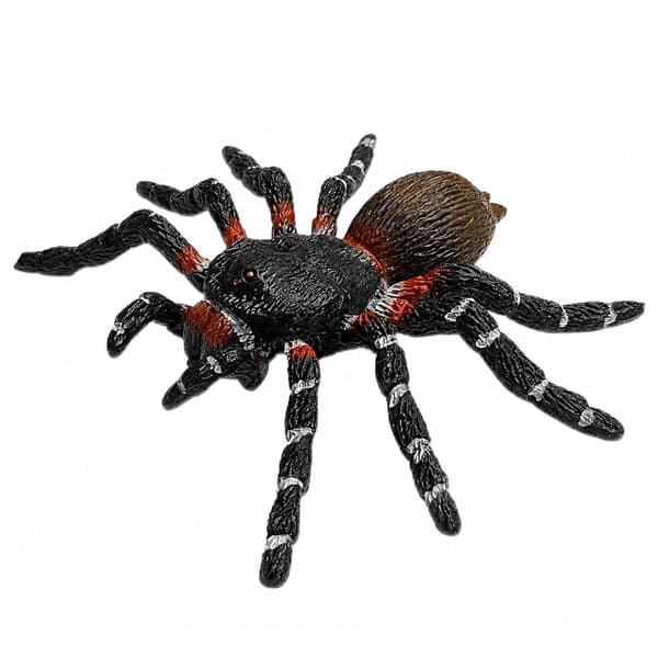 Spindelfigur tarantula i TPR-gummi 9x10 cm svart/röd