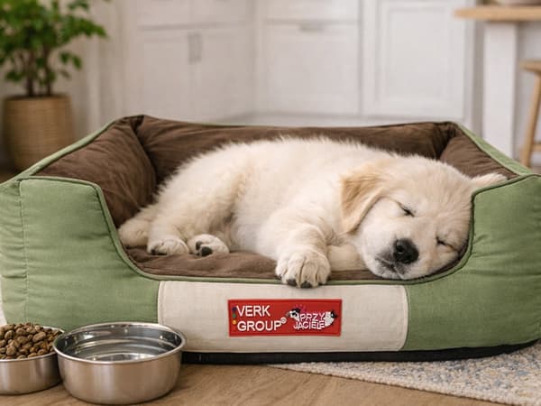 Hundeseng/kattekurv S 60x40x18 cm polyester grøn skridsikker bund