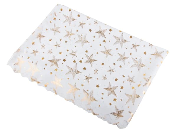 Julduk polyester vit med stjärnor/snöflingor 140 x 220 cm