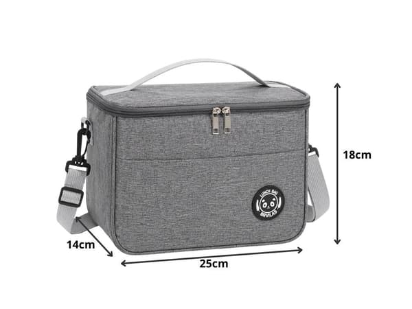 Isolerad lunchväska 25x18x14 cm polyester grå med axelrem