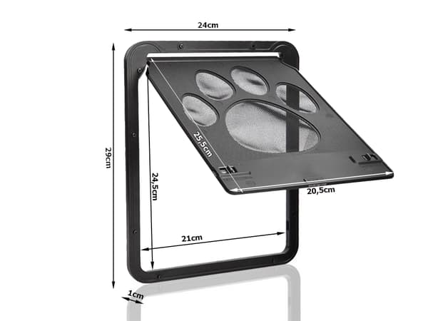 Kattelem/hundelem plast med net og lås sort 29 x 24 cm