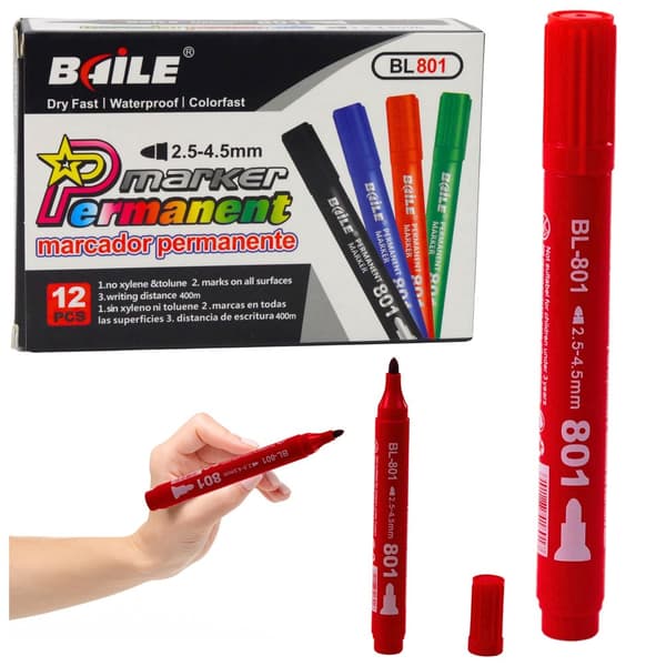 Permanent marker röd vattenfast sned spets 2,5-4,5 mm 1-pack