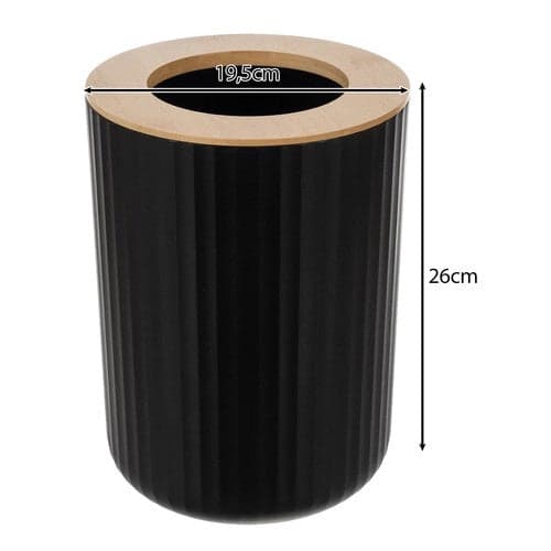 Badeværelsestilbehørssæt 6 dele sort/bambus med sæbedispenser & toiletbørste